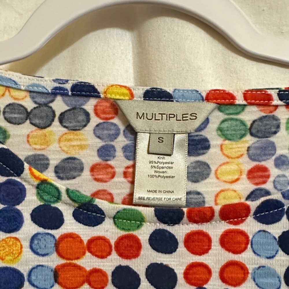 Multiples Multicolored Dot Pattern Top Size Small - image 2